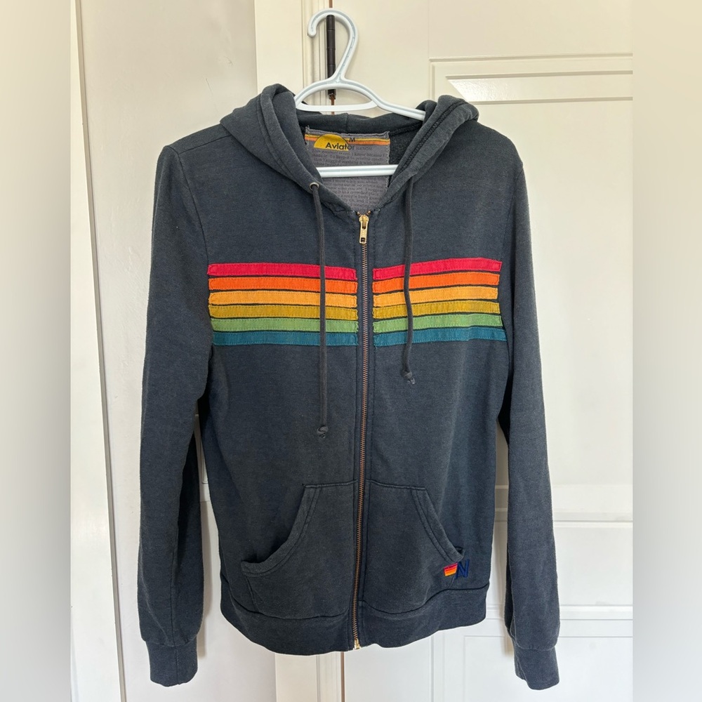aviator nation 5-stripe zip up hoodie